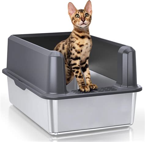 best stainless steel litter box with lid|enclosed stainless steel litter box.